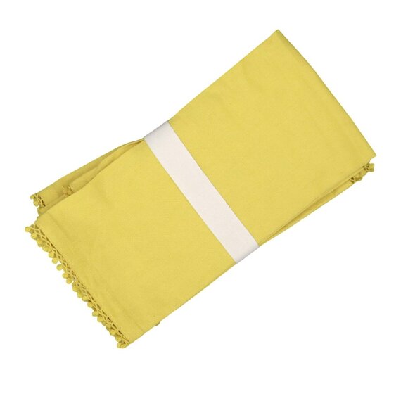 Pottery Barn Morgan Organic Cotton Napkin Yellow Picnic Table Setting Bright NWT - Picture 3 of 15
